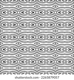  Monochrome ornamental texture with smooth linear shapes, zigzag lines, lace pattern.Abstract geometric black and white pattern for web page, textures, card, poster, fabric, textile.