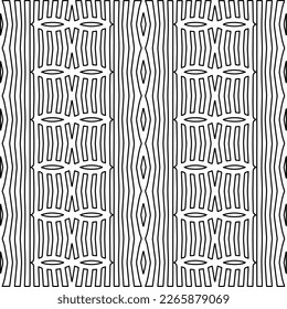  Monochrome ornamental texture with smooth linear shapes, zigzag lines, lace pattern.Abstract geometric black and white pattern for web page, textures, card, poster, fabric, textile.
