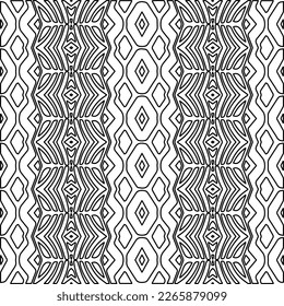  Monochrome ornamental texture with smooth linear shapes, zigzag lines, lace pattern.Abstract geometric black and white pattern for web page, textures, card, poster, fabric, textile.