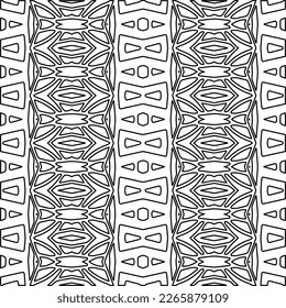  Monochrome ornamental texture with smooth linear shapes, zigzag lines, lace pattern.Abstract geometric black and white pattern for web page, textures, card, poster, fabric, textile.