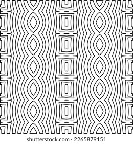  Monochrome ornamental texture with smooth linear shapes, zigzag lines, lace pattern.Abstract geometric black and white pattern for web page, textures, card, poster, fabric, textile.
