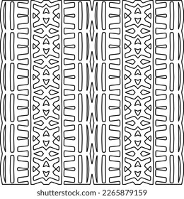  Monochrome ornamental texture with smooth linear shapes, zigzag lines, lace pattern.Abstract geometric black and white pattern for web page, textures, card, poster, fabric, textile.