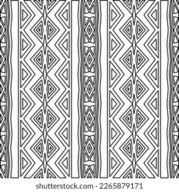  Monochrome ornamental texture with smooth linear shapes, zigzag lines, lace pattern.Abstract geometric black and white pattern for web page, textures, card, poster, fabric, textile.