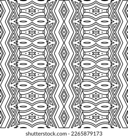  Textura ornamental monocroma con formas lineales lisas, líneas de zigzag, patrón de encaje.Resumen de patrón geométrico en blanco y negro para página web, texturas, tarjeta, afiche, tela, textil.
