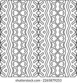  Monochrome ornamental texture with smooth linear shapes, zigzag lines, lace pattern.Abstract geometric black and white pattern for web page, textures, card, poster, fabric, textile.