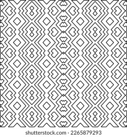  Monochrome ornamental texture with smooth linear shapes, zigzag lines, lace pattern.Abstract geometric black and white pattern for web page, textures, card, poster, fabric, textile.