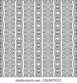  Monochrome ornamental texture with smooth linear shapes, zigzag lines, lace pattern.Abstract geometric black and white pattern for web page, textures, card, poster, fabric, textile.