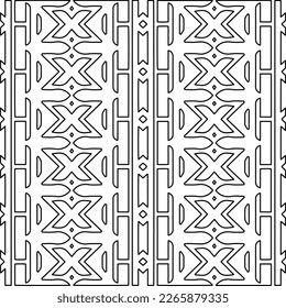  Monochrome ornamental texture with smooth linear shapes, zigzag lines, lace pattern.Abstract geometric black and white pattern for web page, textures, card, poster, fabric, textile.