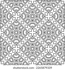 
 Textura ornamental monocroma con formas lineales lisas, líneas de zigzag, patrón de encaje.Resumen de patrón geométrico en blanco y negro para página web, texturas, tarjeta, afiche, tela, textil.