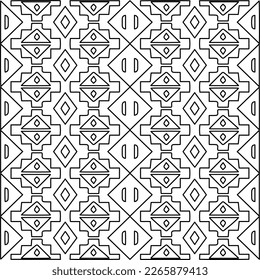  Monochrome ornamental texture with smooth linear shapes, zigzag lines, lace pattern.Abstract geometric black and white pattern for web page, textures, card, poster, fabric, textile.