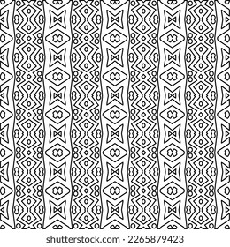  Monochrome ornamental texture with smooth linear shapes, zigzag lines, lace pattern.Abstract geometric black and white pattern for web page, textures, card, poster, fabric, textile.