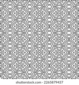  Monochrome ornamental texture with smooth linear shapes, zigzag lines, lace pattern.Abstract geometric black and white pattern for web page, textures, card, poster, fabric, textile.