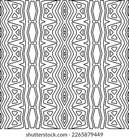  Textura ornamental monocroma con formas lineales lisas, líneas de zigzag, patrón de encaje.Resumen de patrón geométrico en blanco y negro para página web, texturas, tarjeta, afiche, tela, textil.