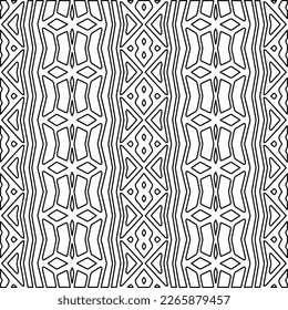  Monochrome ornamental texture with smooth linear shapes, zigzag lines, lace pattern.Abstract geometric black and white pattern for web page, textures, card, poster, fabric, textile.