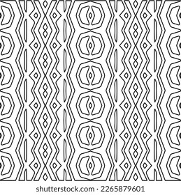  Monochrome ornamental texture with smooth linear shapes, zigzag lines, lace pattern.Abstract geometric black and white pattern for web page, textures, card, poster, fabric, textile.