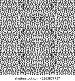  Monochrome ornamental texture with smooth linear shapes, zigzag lines, lace pattern.Abstract geometric black and white pattern for web page, textures, card, poster, fabric, textile.