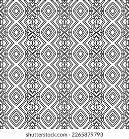  Monochrome ornamental texture with smooth linear shapes, zigzag lines, lace pattern.Abstract geometric black and white pattern for web page, textures, card, poster, fabric, textile.
