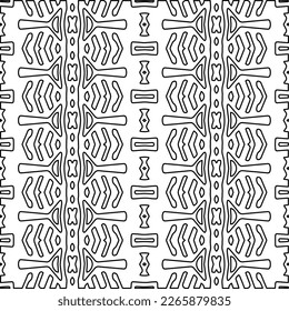  Monochrome ornamental texture with smooth linear shapes, zigzag lines, lace pattern.Abstract geometric black and white pattern for web page, textures, card, poster, fabric, textile.