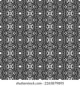 
 Textura ornamental monocroma con formas lineales lisas, líneas de zigzag, patrón de encaje.Resumen de patrón geométrico en blanco y negro para página web, texturas, tarjeta, afiche, tela, textil.