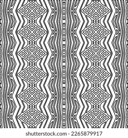  Monochrome ornamental texture with smooth linear shapes, zigzag lines, lace pattern.Abstract geometric black and white pattern for web page, textures, card, poster, fabric, textile.