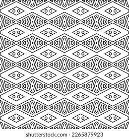  Monochrome ornamental texture with smooth linear shapes, zigzag lines, lace pattern.Abstract geometric black and white pattern for web page, textures, card, poster, fabric, textile.