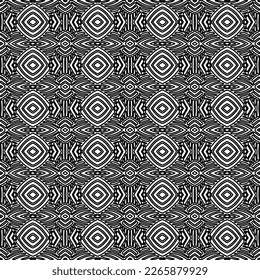
 Monochrome ornamental texture with smooth linear shapes, zigzag lines, lace pattern.Abstract geometric black and white pattern for web page, textures, card, poster, fabric, textile.