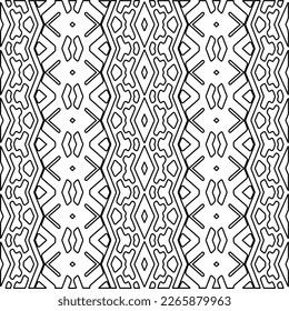  Monochrome ornamental texture with smooth linear shapes, zigzag lines, lace pattern.Abstract geometric black and white pattern for web page, textures, card, poster, fabric, textile.