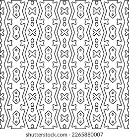  Monochrome ornamental texture with smooth linear shapes, zigzag lines, lace pattern.Abstract geometric black and white pattern for web page, textures, card, poster, fabric, textile.