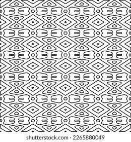  Monochrome ornamental texture with smooth linear shapes, zigzag lines, lace pattern.Abstract geometric black and white pattern for web page, textures, card, poster, fabric, textile.