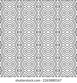  Monochrome ornamental texture with smooth linear shapes, zigzag lines, lace pattern.Abstract geometric black and white pattern for web page, textures, card, poster, fabric, textile.