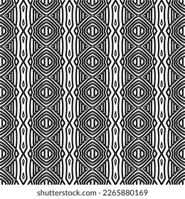 
 Textura ornamental monocroma con formas lineales lisas, líneas de zigzag, patrón de encaje.Resumen de patrón geométrico en blanco y negro para página web, texturas, tarjeta, afiche, tela, textil.