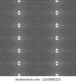  Monochrome ornamental texture with smooth linear shapes, zigzag lines, lace pattern.Abstract geometric black and white pattern for web page, textures, card, poster, fabric, textile.