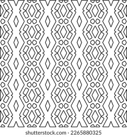  Monochrome ornamental texture with smooth linear shapes, zigzag lines, lace pattern.Abstract geometric black and white pattern for web page, textures, card, poster, fabric, textile.