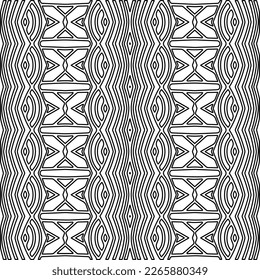  Monochrome ornamental texture with smooth linear shapes, zigzag lines, lace pattern.Abstract geometric black and white pattern for web page, textures, card, poster, fabric, textile.