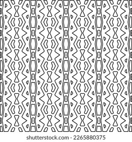  Textura ornamental monocroma con formas lineales lisas, líneas de zigzag, patrón de encaje.Resumen de patrón geométrico en blanco y negro para página web, texturas, tarjeta, afiche, tela, textil.