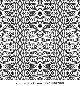  Monochrome ornamental texture with smooth linear shapes, zigzag lines, lace pattern.Abstract geometric black and white pattern for web page, textures, card, poster, fabric, textile.