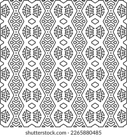  Monochrome ornamental texture with smooth linear shapes, zigzag lines, lace pattern.Abstract geometric black and white pattern for web page, textures, card, poster, fabric, textile.