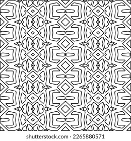  Monochrome ornamental texture with smooth linear shapes, zigzag lines, lace pattern.Abstract geometric black and white pattern for web page, textures, card, poster, fabric, textile.