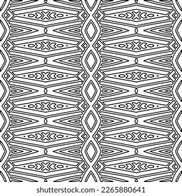 
 Monochrome ornamental texture with smooth linear shapes, zigzag lines, lace pattern.Abstract geometric black and white pattern for web page, textures, card, poster, fabric, textile.
