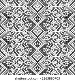 
 Textura ornamental monocroma con formas lineales lisas, líneas de zigzag, patrón de encaje.Resumen de patrón geométrico en blanco y negro para página web, texturas, tarjeta, afiche, tela, textil.
