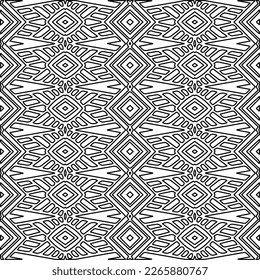 
 Monochrome ornamental texture with smooth linear shapes, zigzag lines, lace pattern.Abstract geometric black and white pattern for web page, textures, card, poster, fabric, textile.