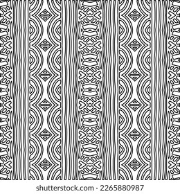 
 Monochrome ornamental texture with smooth linear shapes, zigzag lines, lace pattern.Abstract geometric black and white pattern for web page, textures, card, poster, fabric, textile.