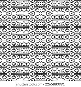  Monochrome ornamental texture with smooth linear shapes, zigzag lines, lace pattern.Abstract geometric black and white pattern for web page, textures, card, poster, fabric, textile.