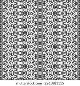  Textura ornamental monocroma con formas lineales lisas, líneas de zigzag, patrón de encaje.Resumen de patrón geométrico en blanco y negro para página web, texturas, tarjeta, afiche, tela, textil.