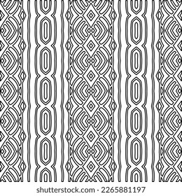  Textura ornamental monocroma con formas lineales lisas, líneas de zigzag, patrón de encaje.Resumen de patrón geométrico en blanco y negro para página web, texturas, tarjeta, afiche, tela, textil.