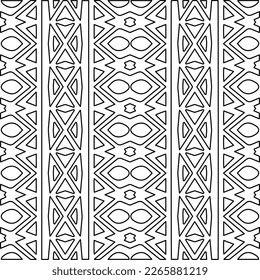  Monochrome ornamental texture with smooth linear shapes, zigzag lines, lace pattern.Abstract geometric black and white pattern for web page, textures, card, poster, fabric, textile.