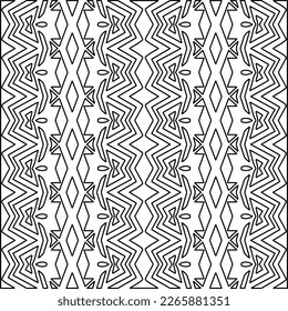  Textura ornamental monocroma con formas lineales lisas, líneas de zigzag, patrón de encaje.Resumen de patrón geométrico en blanco y negro para página web, texturas, tarjeta, afiche, tela, textil.