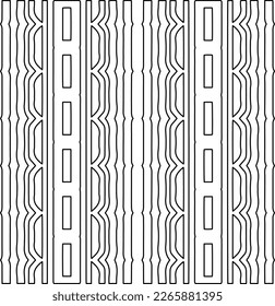  Monochrome ornamental texture with smooth linear shapes, zigzag lines, lace pattern.Abstract geometric black and white pattern for web page, textures, card, poster, fabric, textile.