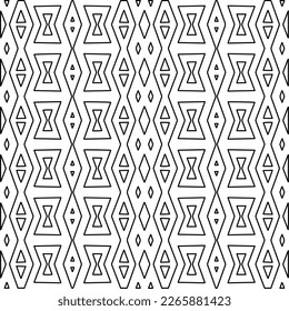  Monochrome ornamental texture with smooth linear shapes, zigzag lines, lace pattern.Abstract geometric black and white pattern for web page, textures, card, poster, fabric, textile.