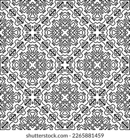 
 Monochrome ornamental texture with smooth linear shapes, zigzag lines, lace pattern.Abstract geometric black and white pattern for web page, textures, card, poster, fabric, textile.